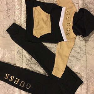 Guess Black and Gold Hoodie Set